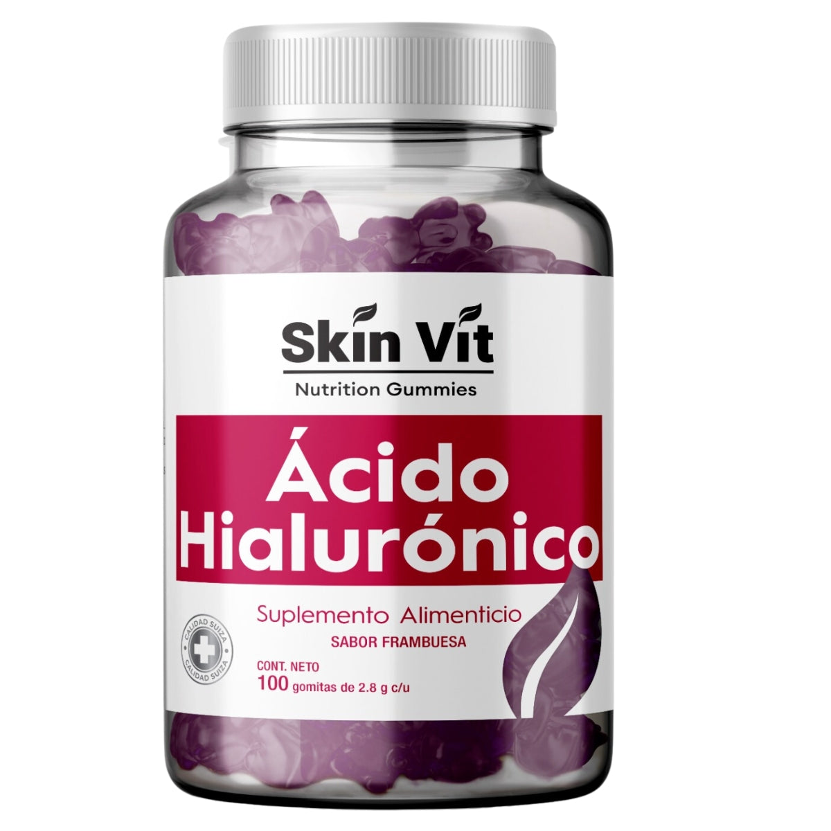 Ácido Hialurónico sabor Frambuesa Skin Vit 100 Gomitas 2.8 g